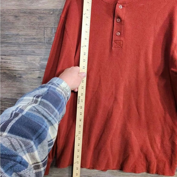 Sonoma Men's Rust Long Sleeve Henley - Picture 4 of 8